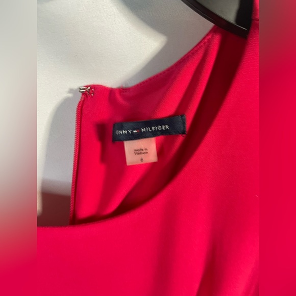 Tommy Hilfiger women's pink belted short sleeve jewel neck dress - Picture 3 of 4